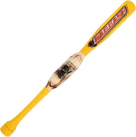 29" / 32 oz Yellow Heavy Weight Two Handed Baseball & Softball bat with Solid Pro Maple Wood for to Improve Strength, bat Speed, Overall Swing Trainer and Adult in Barrel Size 2.25 with Flame Work