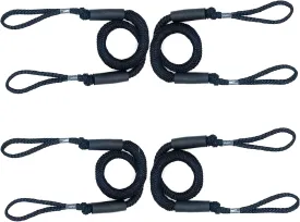 4 Pack Bungee Boat Dock Lines Mooring Rope Boat Accessories Docking Lines for Boats Kayak, Jet Ski, Pontoon, Canoe, Power Boat WaveRunner