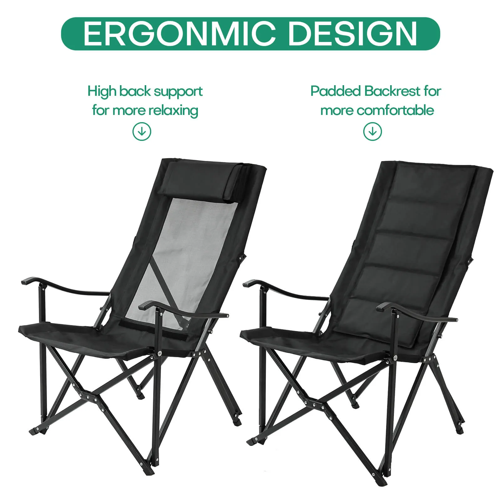 600D Oxford Heavy Duty Portable Camping Chair Lightweight Support