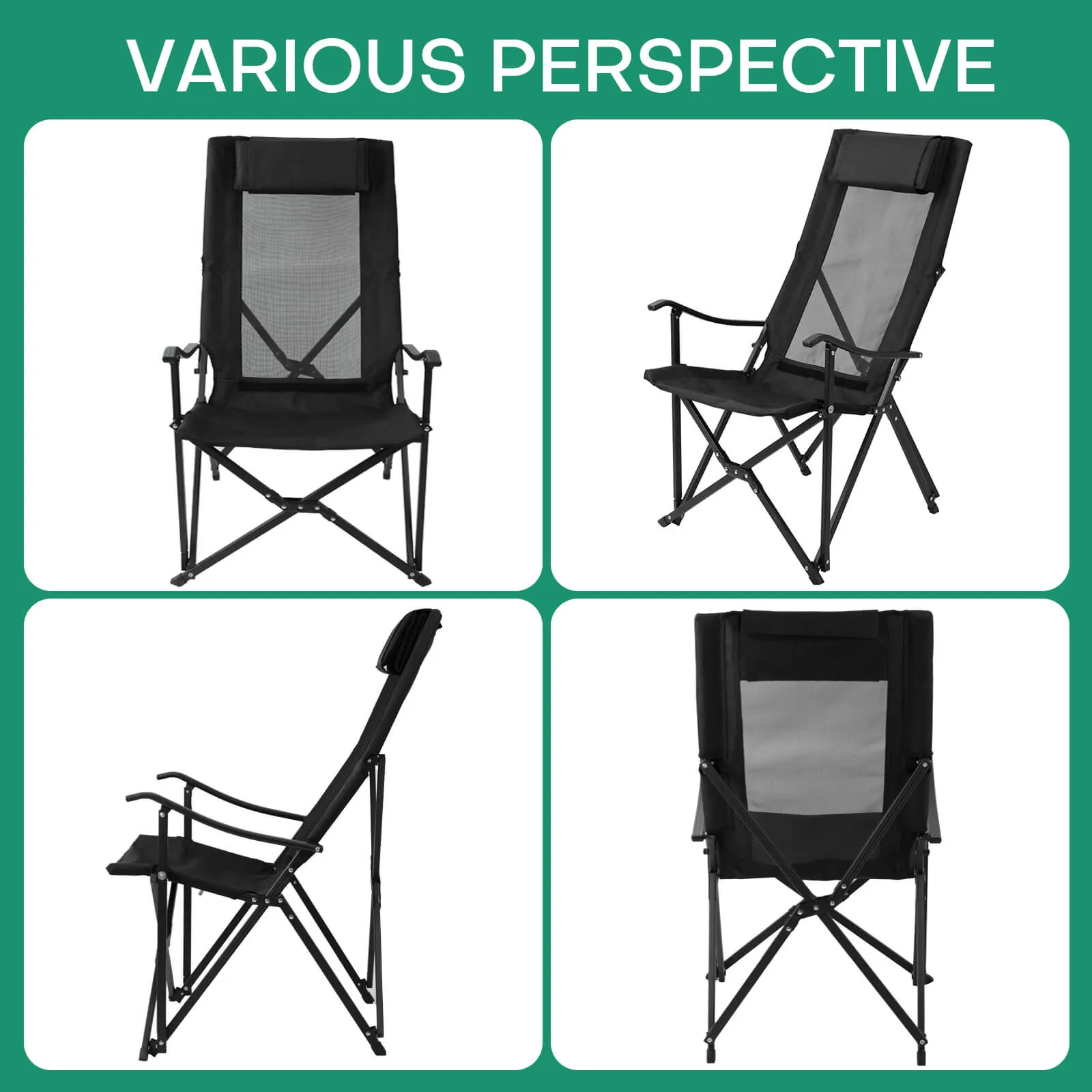 600D Oxford Heavy Duty Portable Camping Chair Lightweight Support