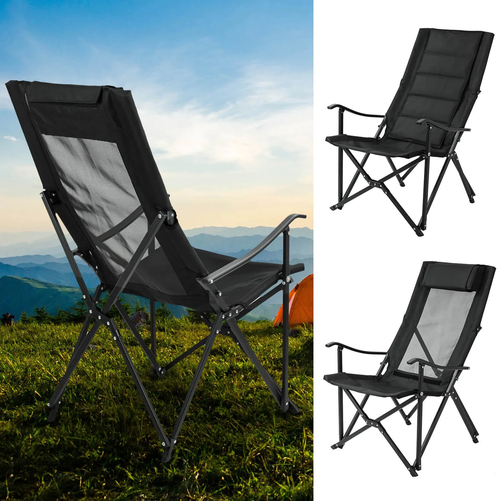 600D Oxford Heavy Duty Portable Camping Chair Lightweight Support