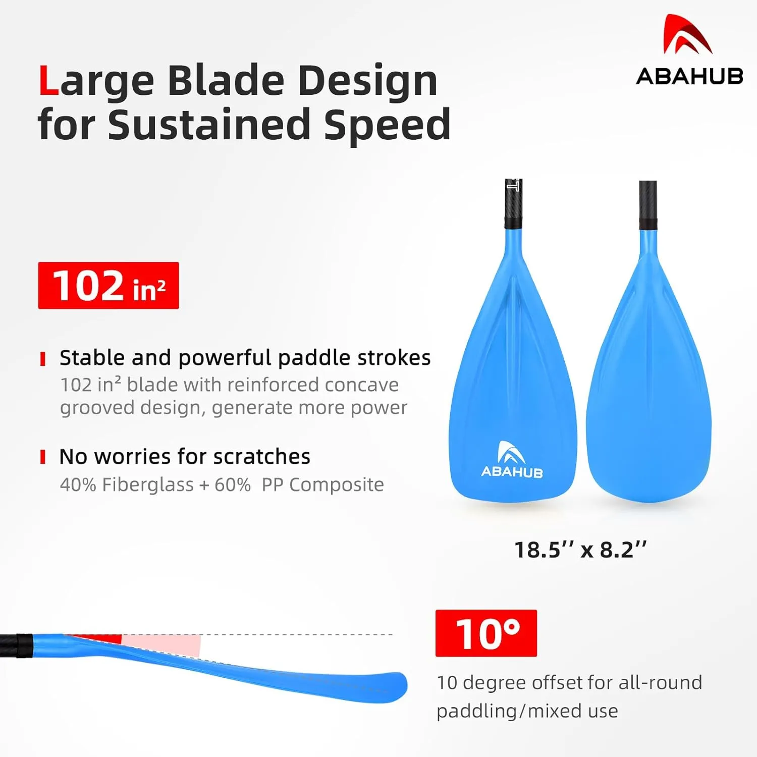 Abahub 1 x 3 Section Carbon Fiber SUP Paddle, Adjustable 67''-86'' Stand Up Paddle Lightweight Carbon Shaft, Black/Blue/Yellow/Green/Orange/Red Plastic Blade   Paddle Bag