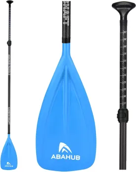 Abahub 1 x 3 Section Carbon Fiber SUP Paddle, Adjustable 67''-86'' Stand Up Paddle Lightweight Carbon Shaft, Black/Blue/Yellow/Green/Orange/Red Plastic Blade   Paddle Bag