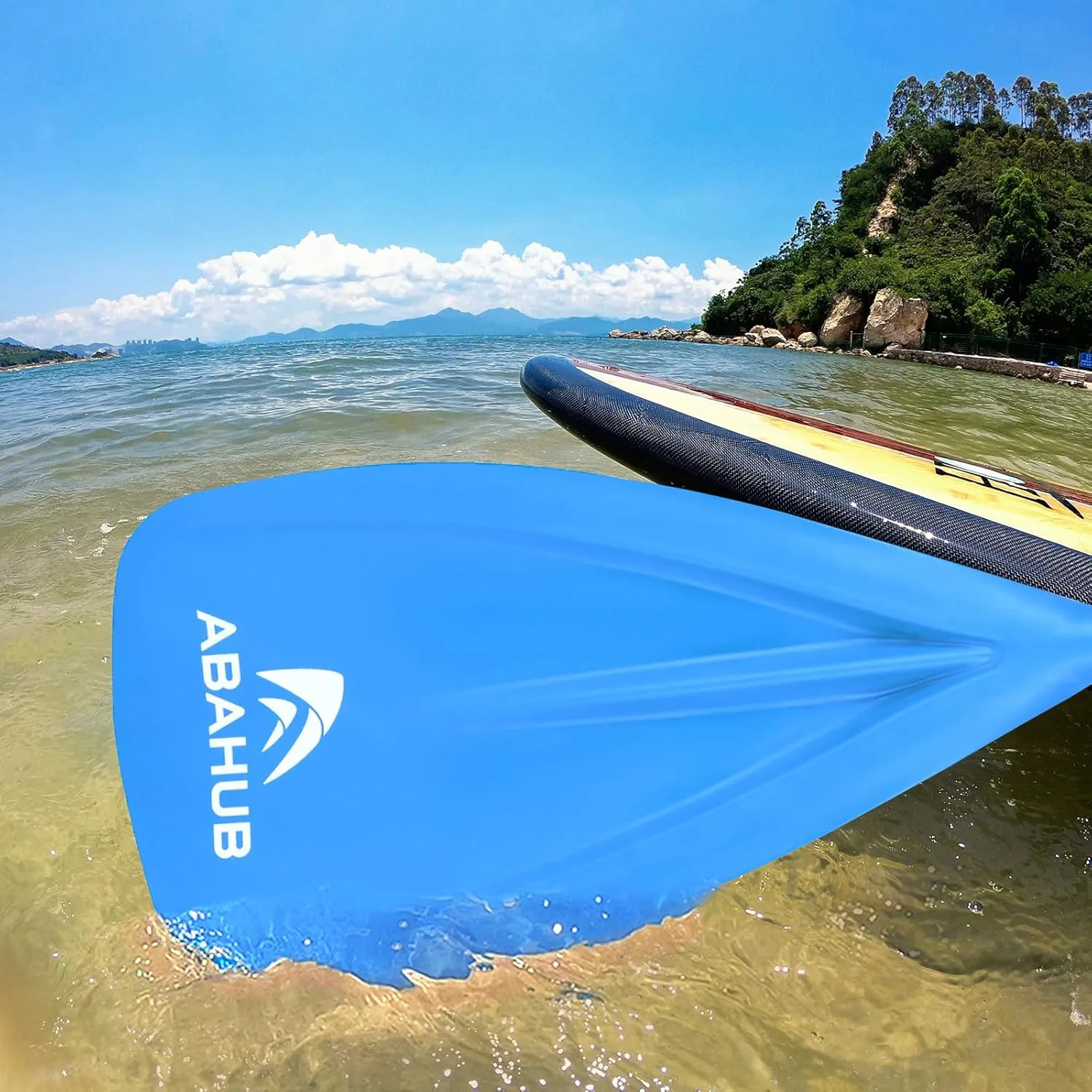 Abahub 1 x 3 Section Carbon Fiber SUP Paddle, Adjustable 67''-86'' Stand Up Paddle Lightweight Carbon Shaft, Black/Blue/Yellow/Green/Orange/Red Plastic Blade   Paddle Bag