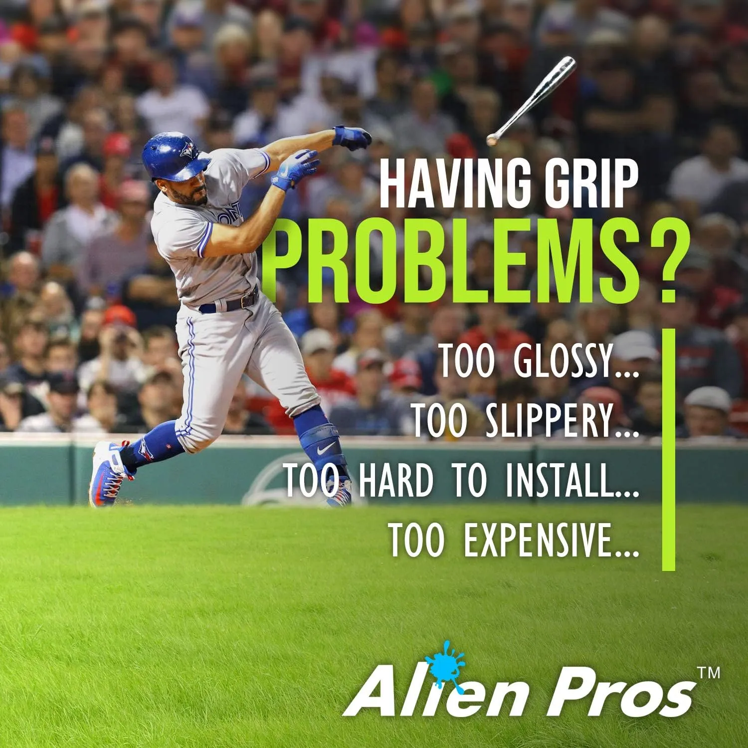 ALIEN PROS Bat Grip Tape for Baseball New 1.1 MM Precut and Pro Quality Bat Tape Wrap Your Bat for an Epic Home Run (2 Pack) Replacement for Old Baseball bat Grip