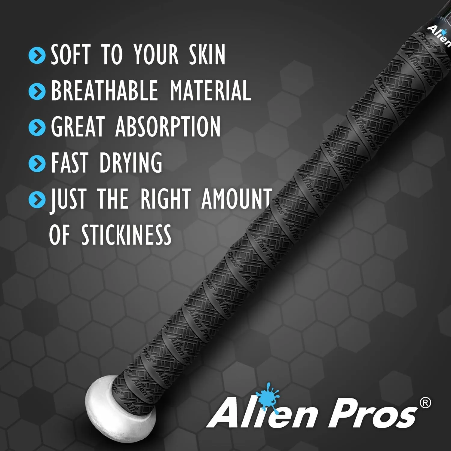 ALIEN PROS Bat Grip Tape for Baseball New 1.1 MM Precut and Pro Quality Bat Tape Wrap Your Bat for an Epic Home Run (2 Pack) Replacement for Old Baseball bat Grip