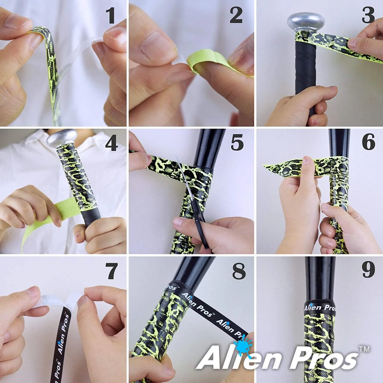 ALIEN PROS Bat Grip Tape for Baseball New 1.1 MM Precut and Pro Quality Bat Tape Wrap Your Bat for an Epic Home Run (2 Pack) Replacement for Old Baseball bat Grip