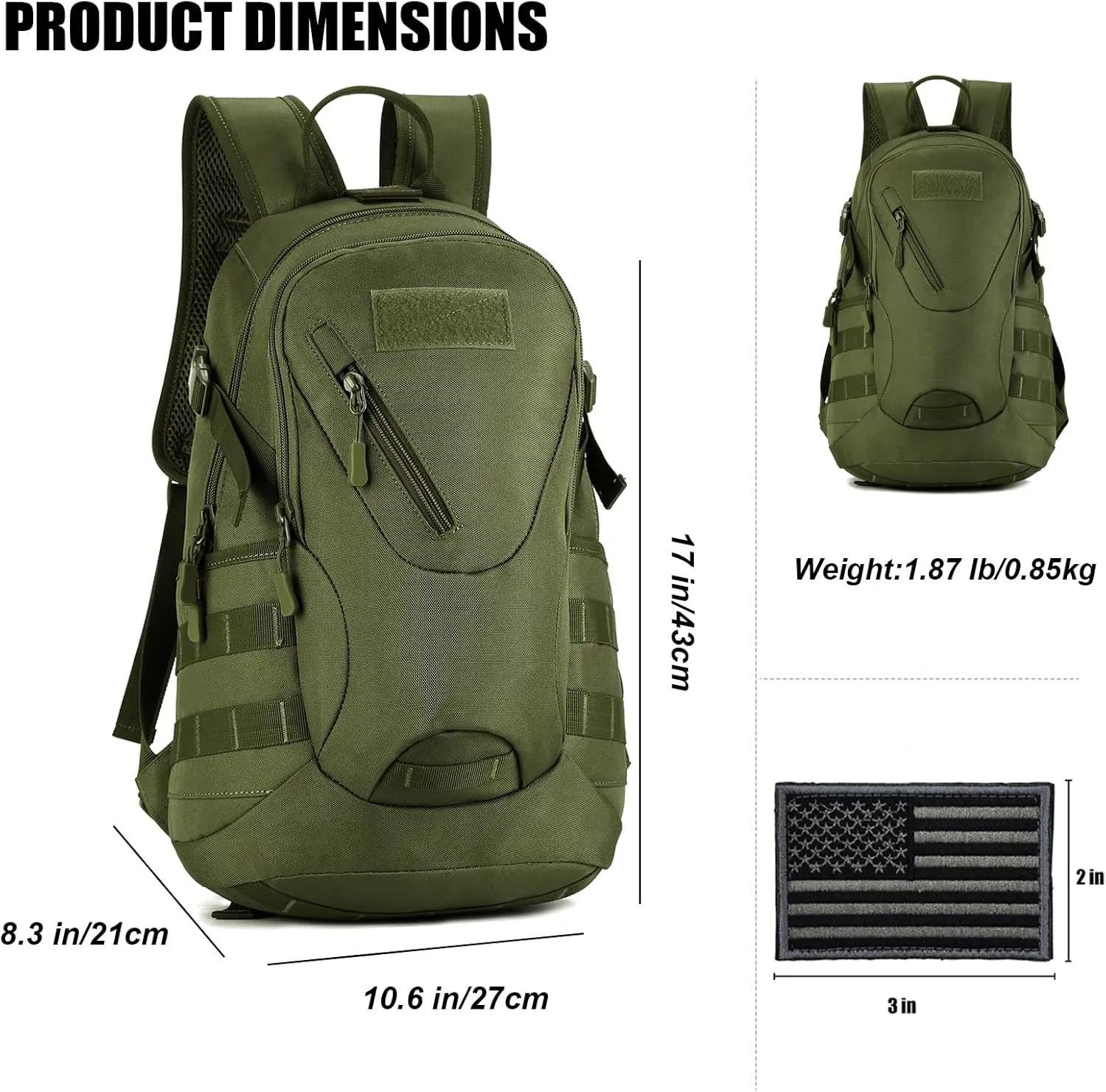 ArcEnCiel 15L Motorcycle Backpack Tactical Bag Rucksacks for Outdoor Camping Trekking Hunting with Patch