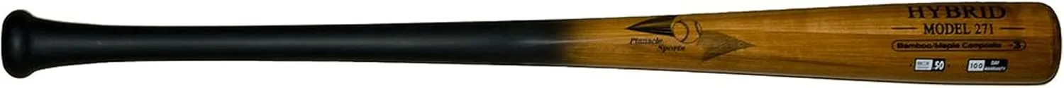 BAMBOOBAT BY PINNACLE SPORTS EQUIPMENT INC. Adult Hybrid Bamboo & Maple Baseball Bat with Rubberized Coated Handle - 100 Day Warranty