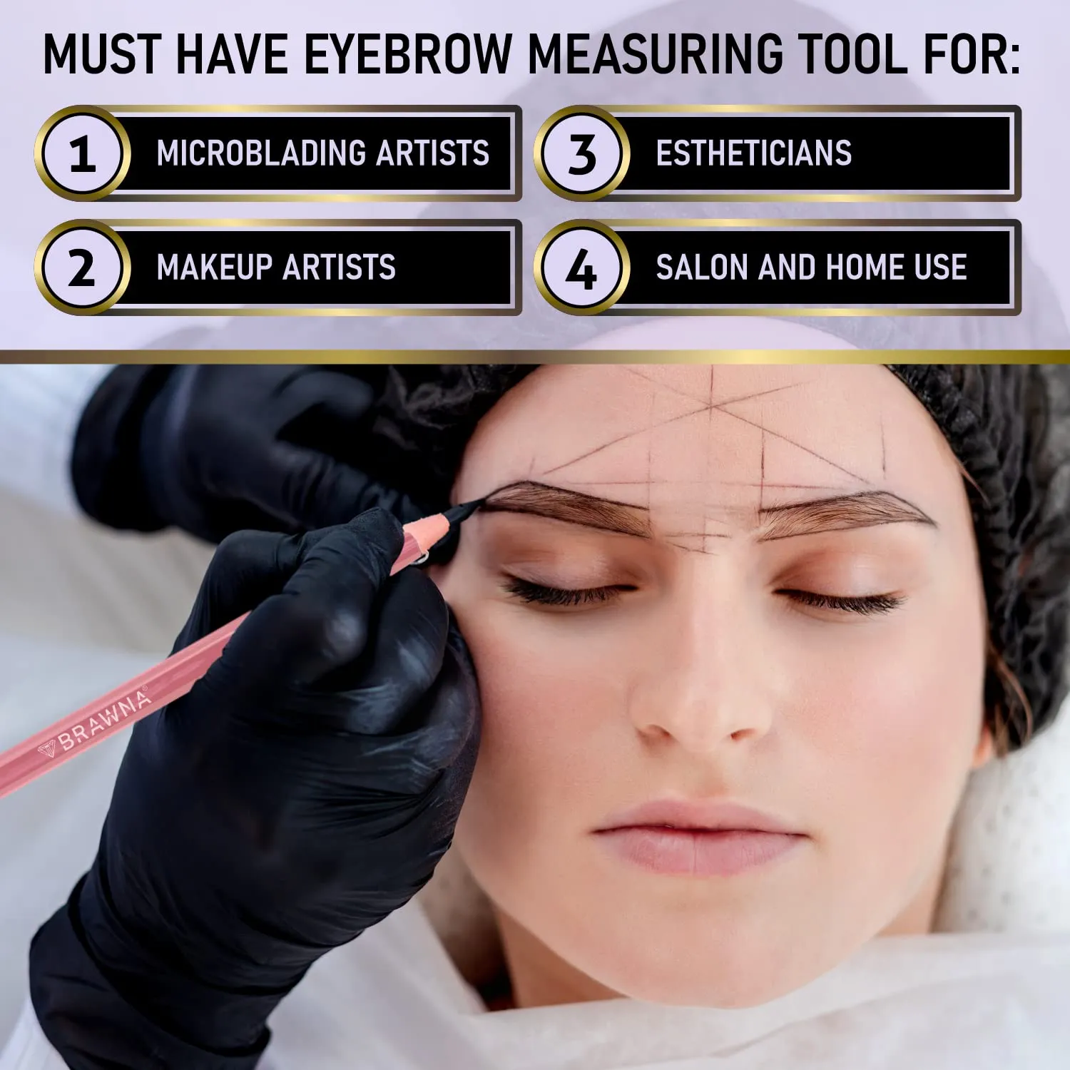 BRAWNA [ 30 Meters ] Pre-Inked Mapping String for Eyebrow Measuring Tool - PMU Supplies - 4 pack - Black