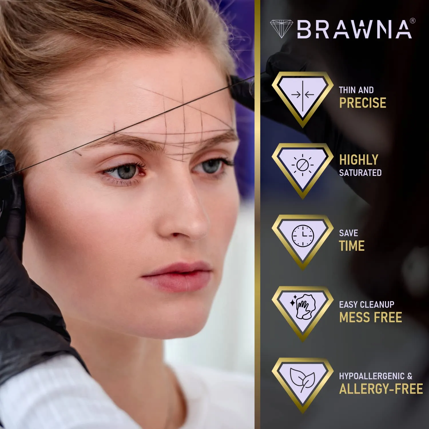 BRAWNA [ 30 Meters ] Pre-Inked Mapping String for Eyebrow Measuring Tool - PMU Supplies - 4 pack - Black