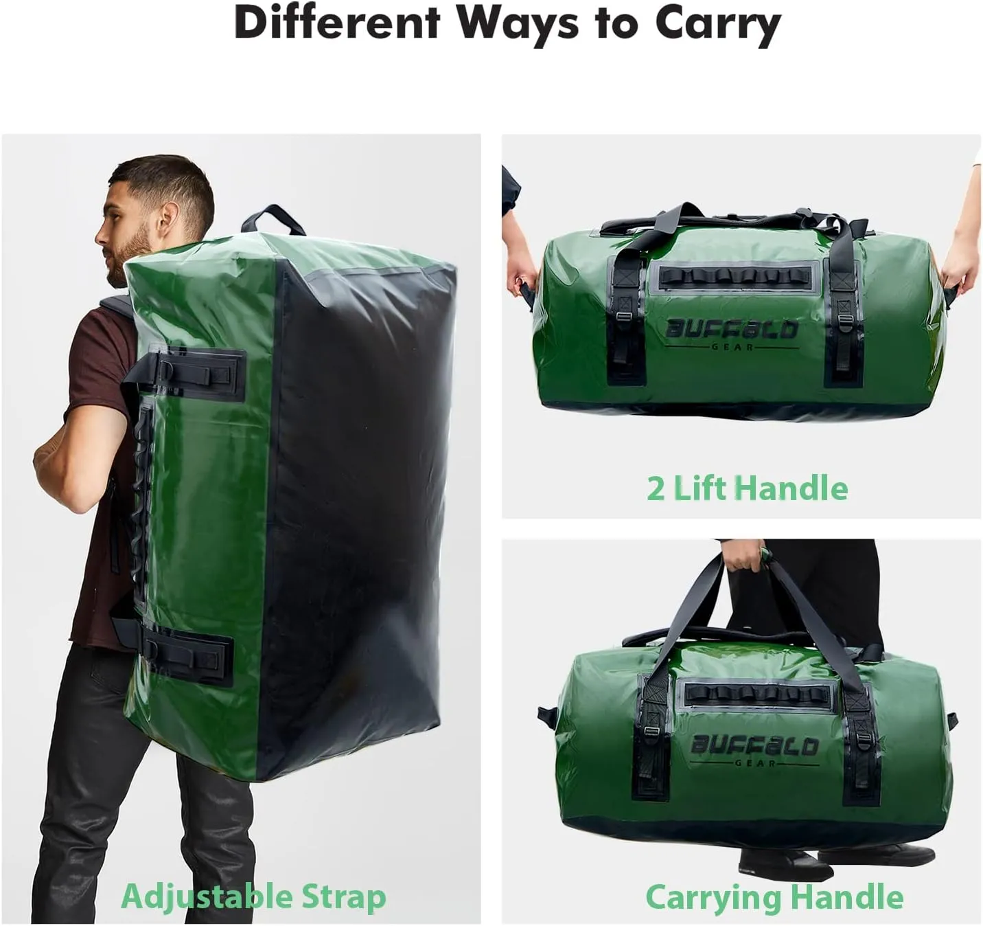 Buffalo Gear Large Dry Bag - 150L Super Waterproof Duffel for Boating, Kayaking, Motorcycling, Hunting, Camping
