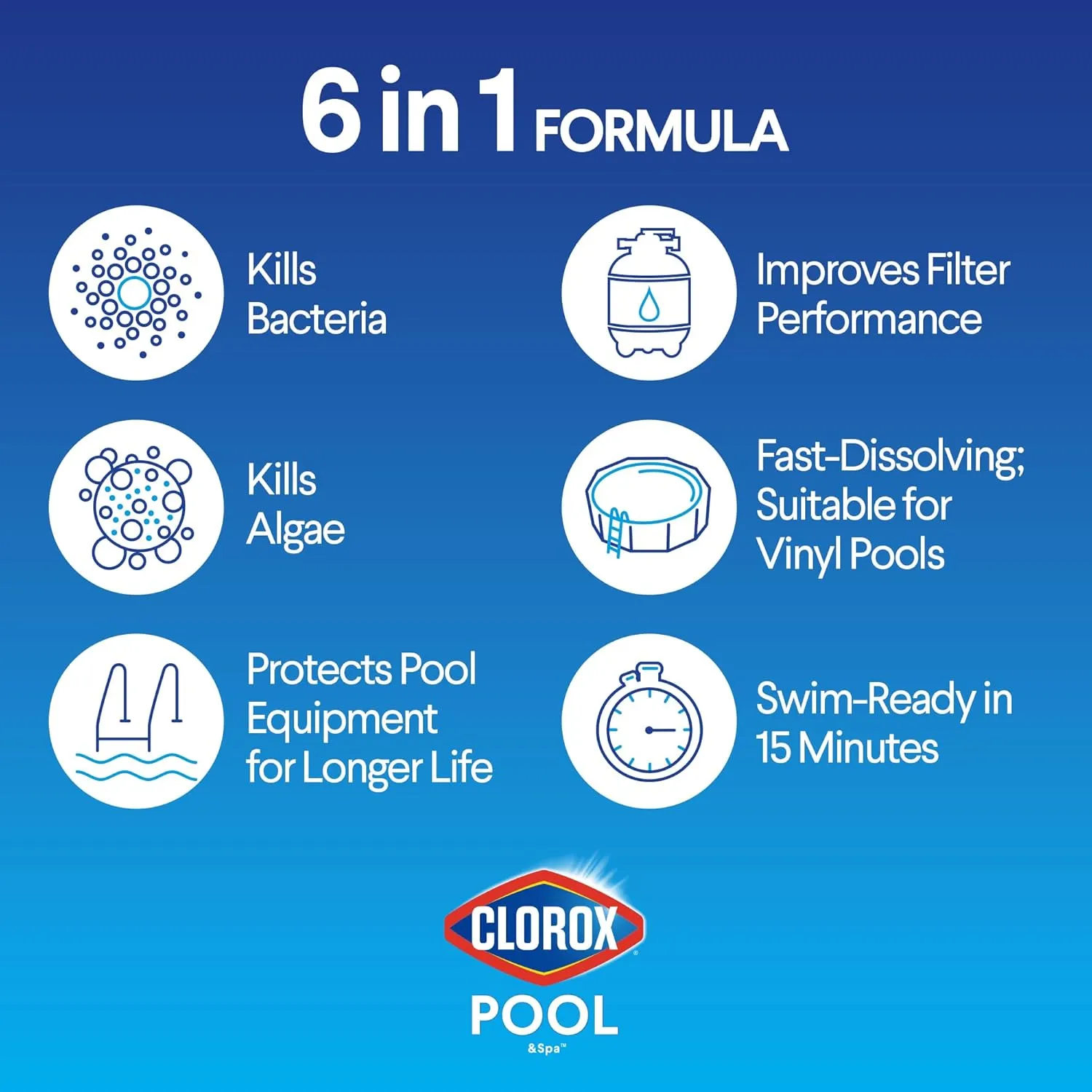 Clorox Pool&Spa XTRABLUE 3 Chlorinating Tablets, Individually Wrapped, Kills Bacteria & Stops Algae (5 LB)