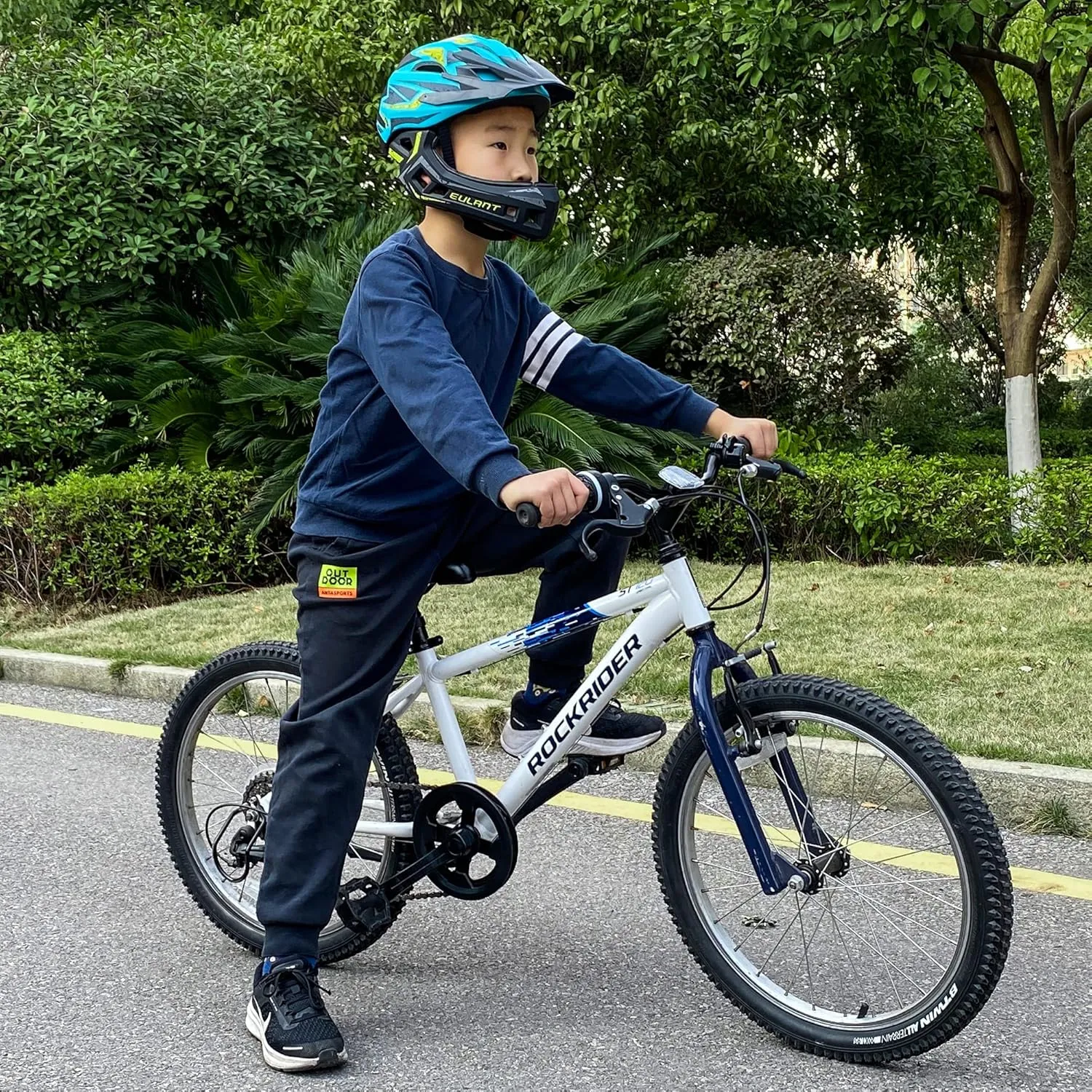 EULANT Childrens Full Face Helmet with Chin Guard, Bicycle Helmet for Girls and Boys Aged 6 Years, Fits Head Size 48-56 cm