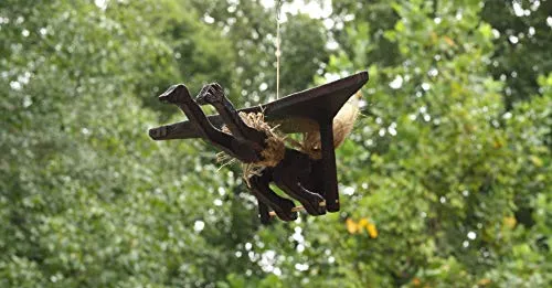 G6 Collection Handmade Wooden Primitive Paragliding Tribal Funny Statue Sculpture Tiki Bar Handcrafted Unique Gift Home Decor Accent Figurine Hang Glider Decoration Artwork Hand Carved (Hang Gliding)