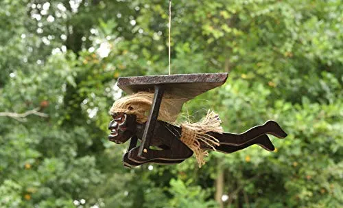 G6 Collection Handmade Wooden Primitive Paragliding Tribal Funny Statue Sculpture Tiki Bar Handcrafted Unique Gift Home Decor Accent Figurine Hang Glider Decoration Artwork Hand Carved (Hang Gliding)