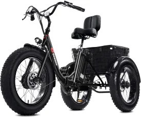 Geemax Electric Tricycle for Adults, 20" x 4.0 Fat Tire Electric Trike, 36V 350W 13Ah Lithium Battery UL Certified, Motorized 3 Wheel Electric Bicycle with Large Basket Outdoor Beach Sonw