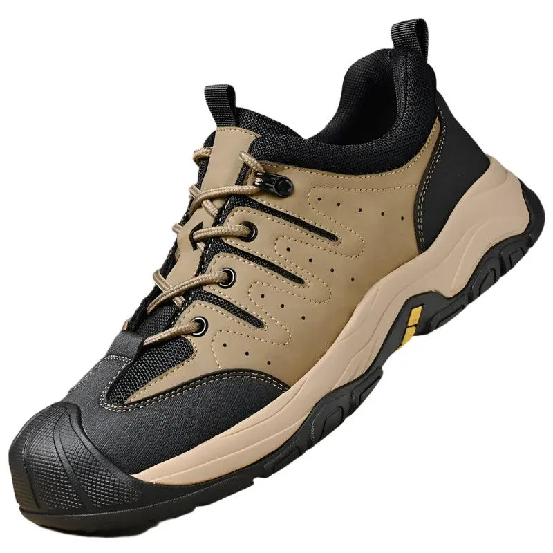 Genuine Leather Men's Hiking Sneakers–Handmade High-Quality Casual Walking Shoes