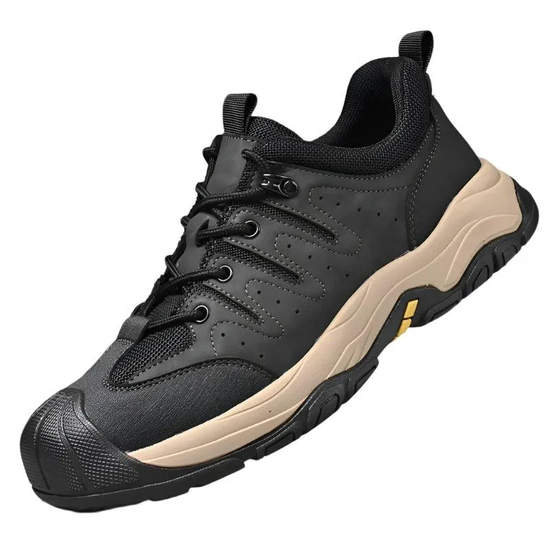 Genuine Leather Men's Hiking Sneakers–Handmade High-Quality Casual Walking Shoes
