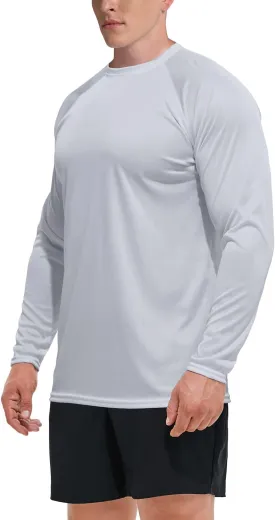 GKVK Men's Rash Guard Shirts SPF UPF 50  UV Sun Protection Long Sleeve Swim T-Shirts Lightweight Quick Dry Athletic Shirt