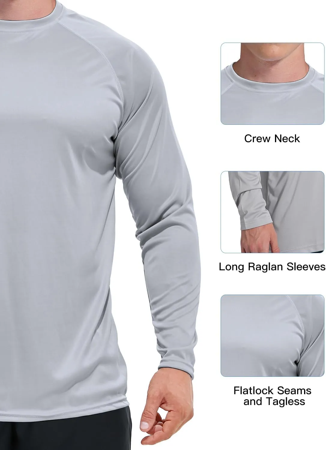 GKVK Men's Rash Guard Shirts SPF UPF 50  UV Sun Protection Long Sleeve Swim T-Shirts Lightweight Quick Dry Athletic Shirt
