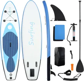 Inflatable Stand Up Paddle Board with Premium SUP-Paddle Board Accessories, Adult Standing Boat with Carry Bag, Leash, Hand Pump, Retractable Propeller, Removable Fin