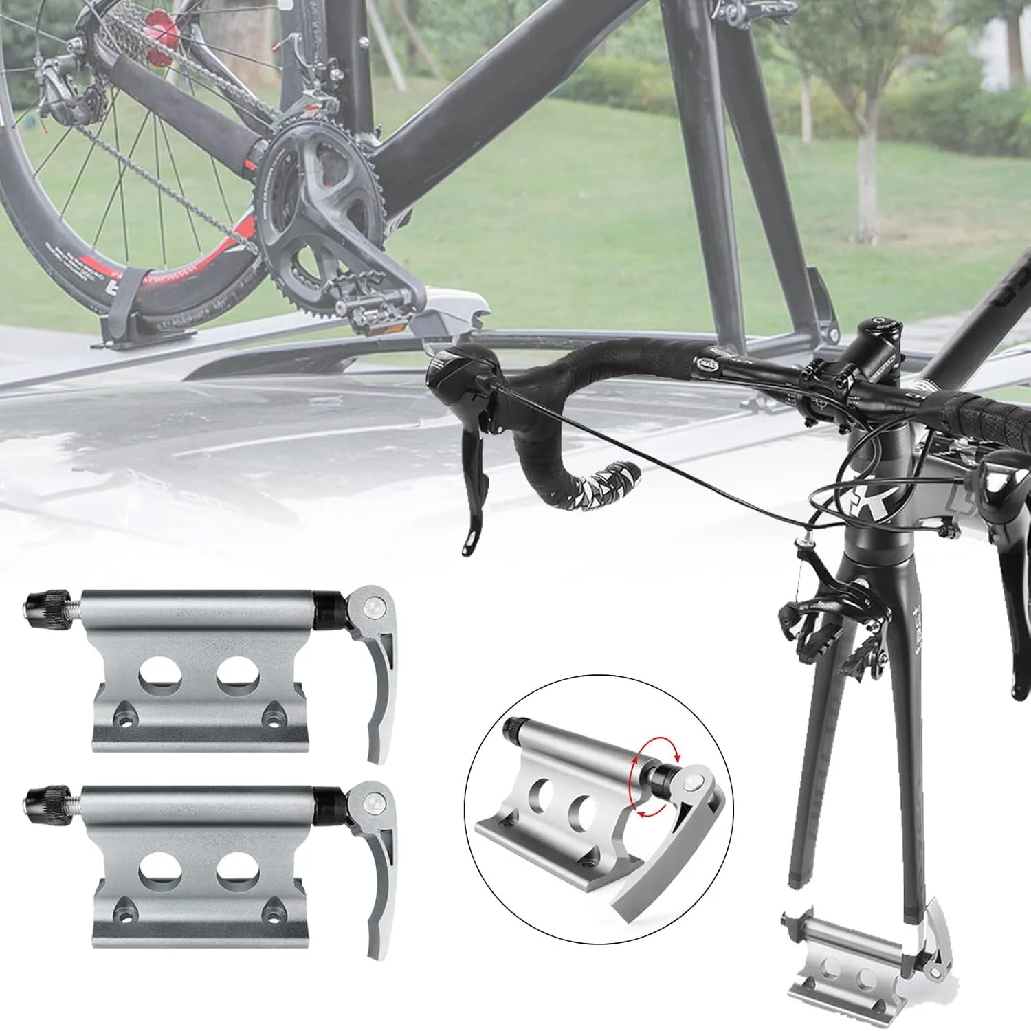 JOJOCY 2PCS Bike Rack Carrier Fork Mount, Universal Alloy Bike Block Fork Lock Mount,Securely Holds All Bicycles & Fits Any Flat Surface for Safe Transportation - Heavy Mountain Bikes, Road Bicycles