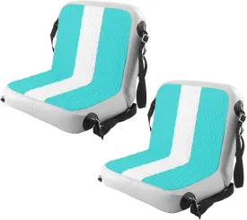 JOJOCY Deluxe Padded Inflatable Kayak Seat with Back Support 2 Pack- Universal 40 * 40 * 45cm Adjustable Cushions w/Storage Bag Fits Canoe, SUP, Fishing Boat, Stand-Up Paddle Board