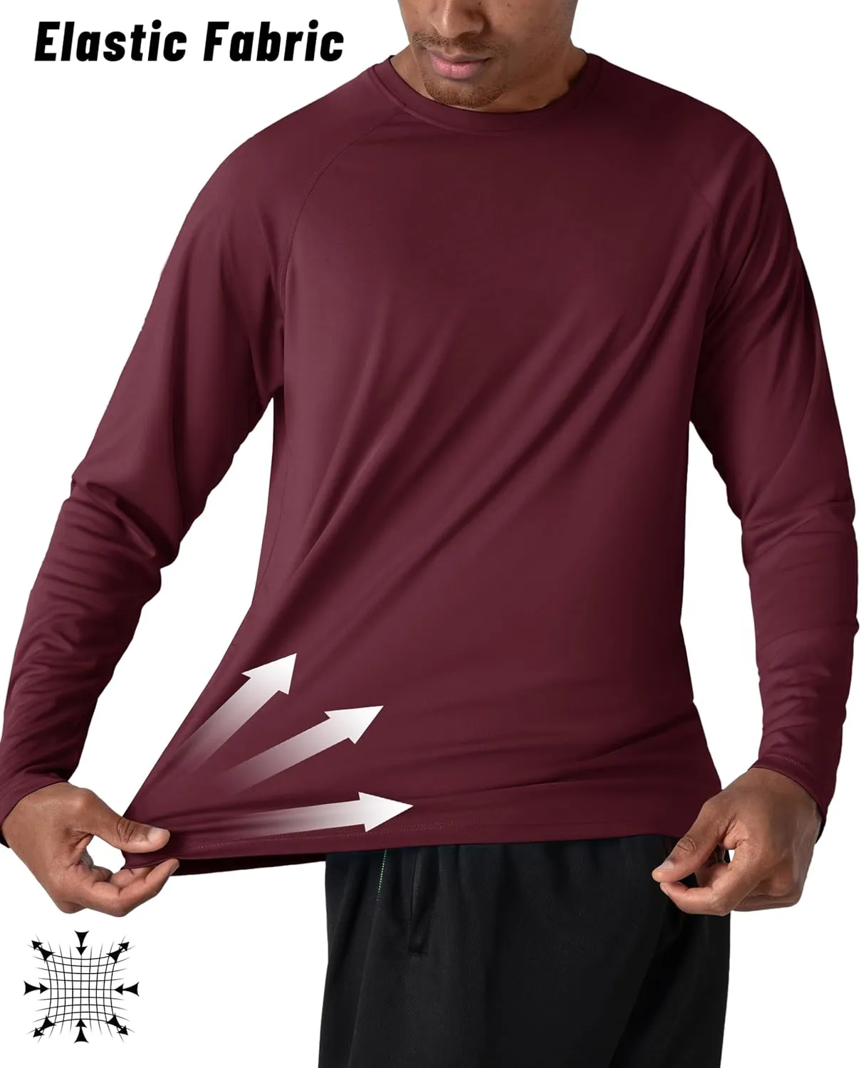 KEFITEVD Men's UV Sun Protection UPF 50  Shirts Long Sleeve Rash Guard Workout Quick Dry Shirt for Hiking Fishing Swimming