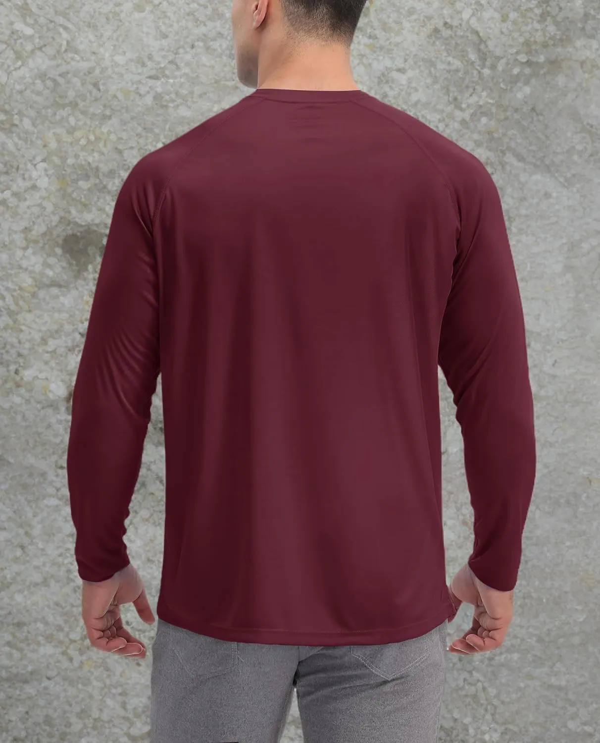 KEFITEVD Men's UV Sun Protection UPF 50  Shirts Long Sleeve Rash Guard Workout Quick Dry Shirt for Hiking Fishing Swimming