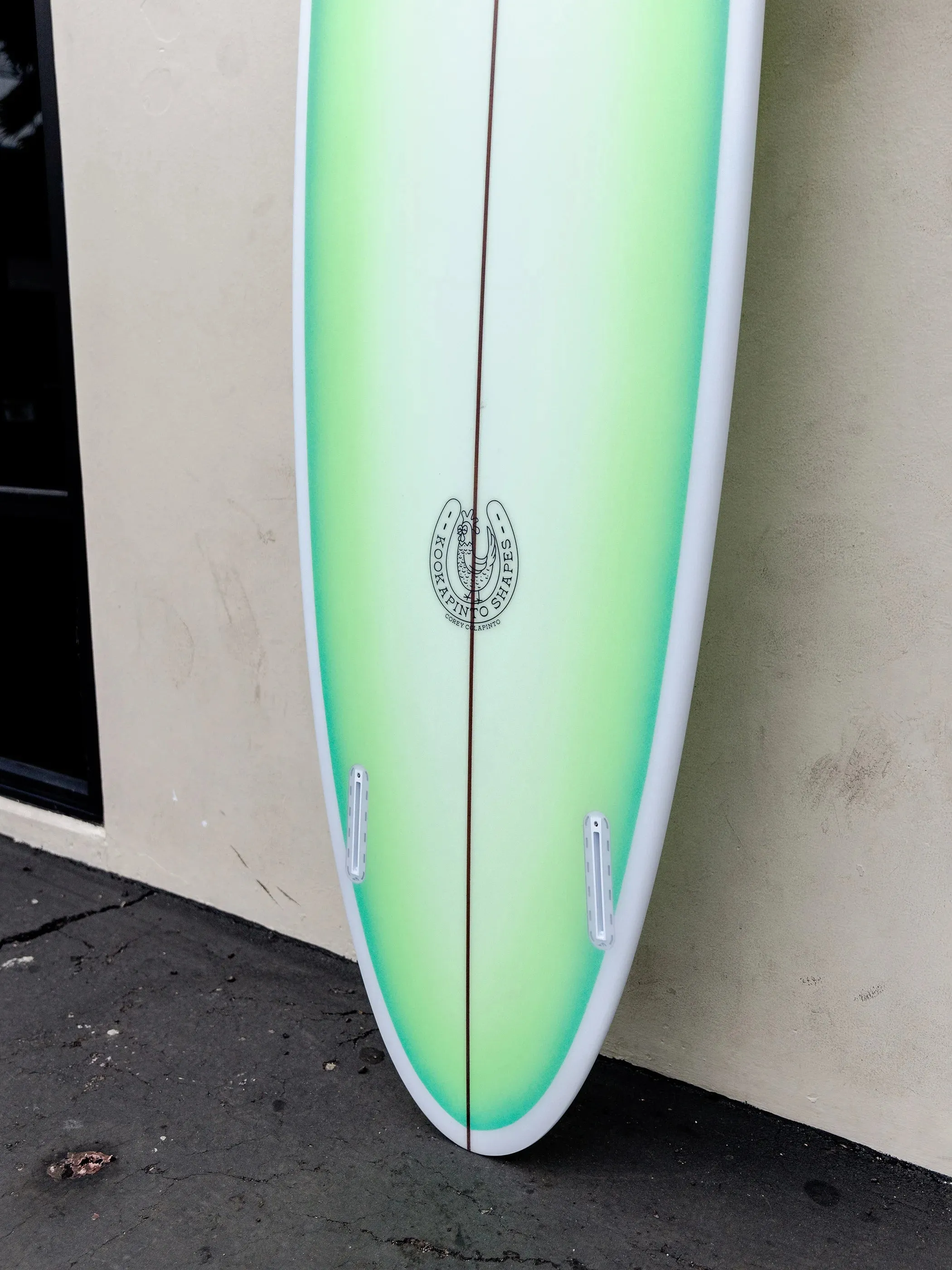 Kookapinto Shapes | 7'7" Thin Twin Aqua Green Fade Surfboard