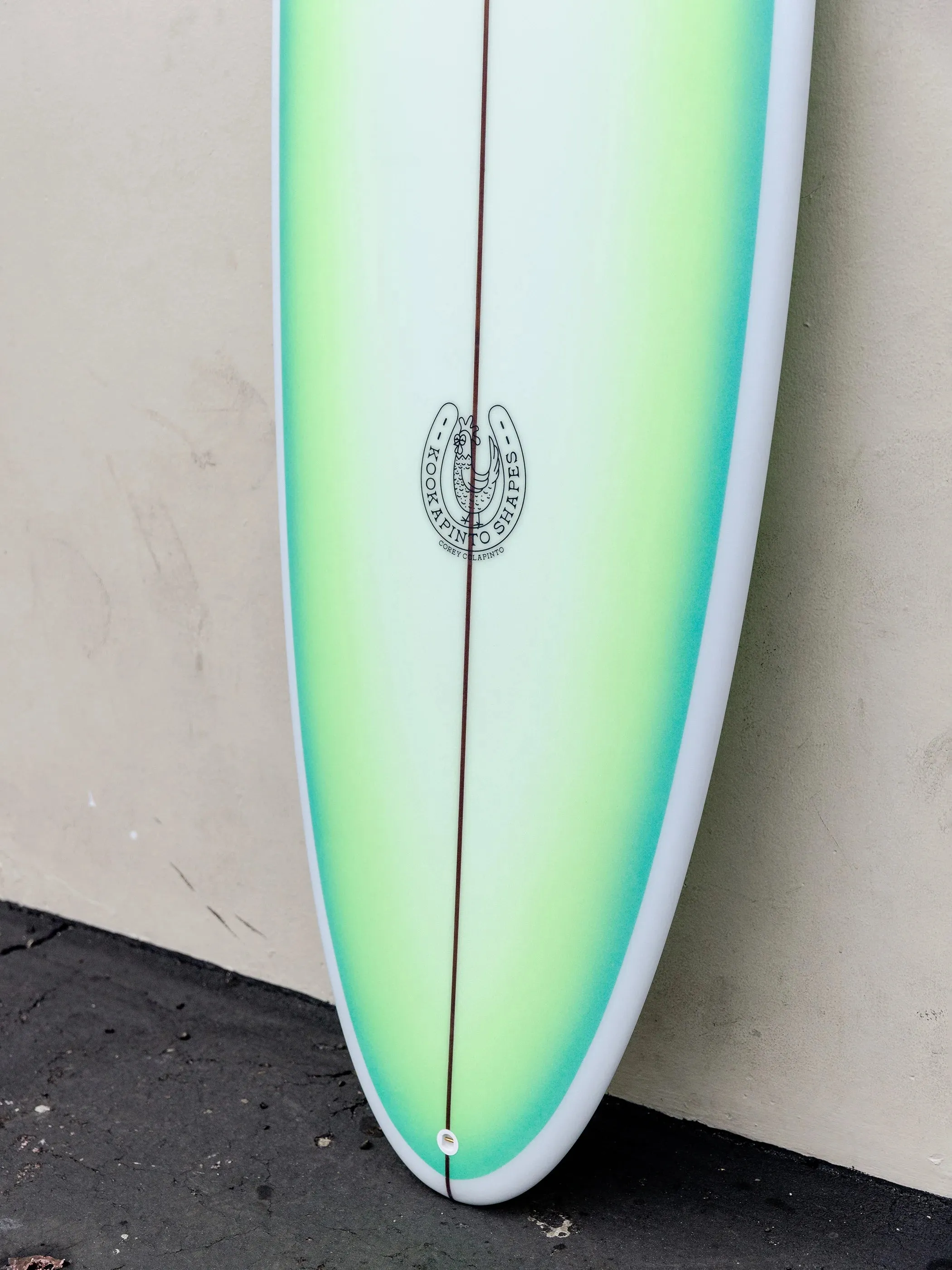 Kookapinto Shapes | 7'7" Thin Twin Aqua Green Fade Surfboard