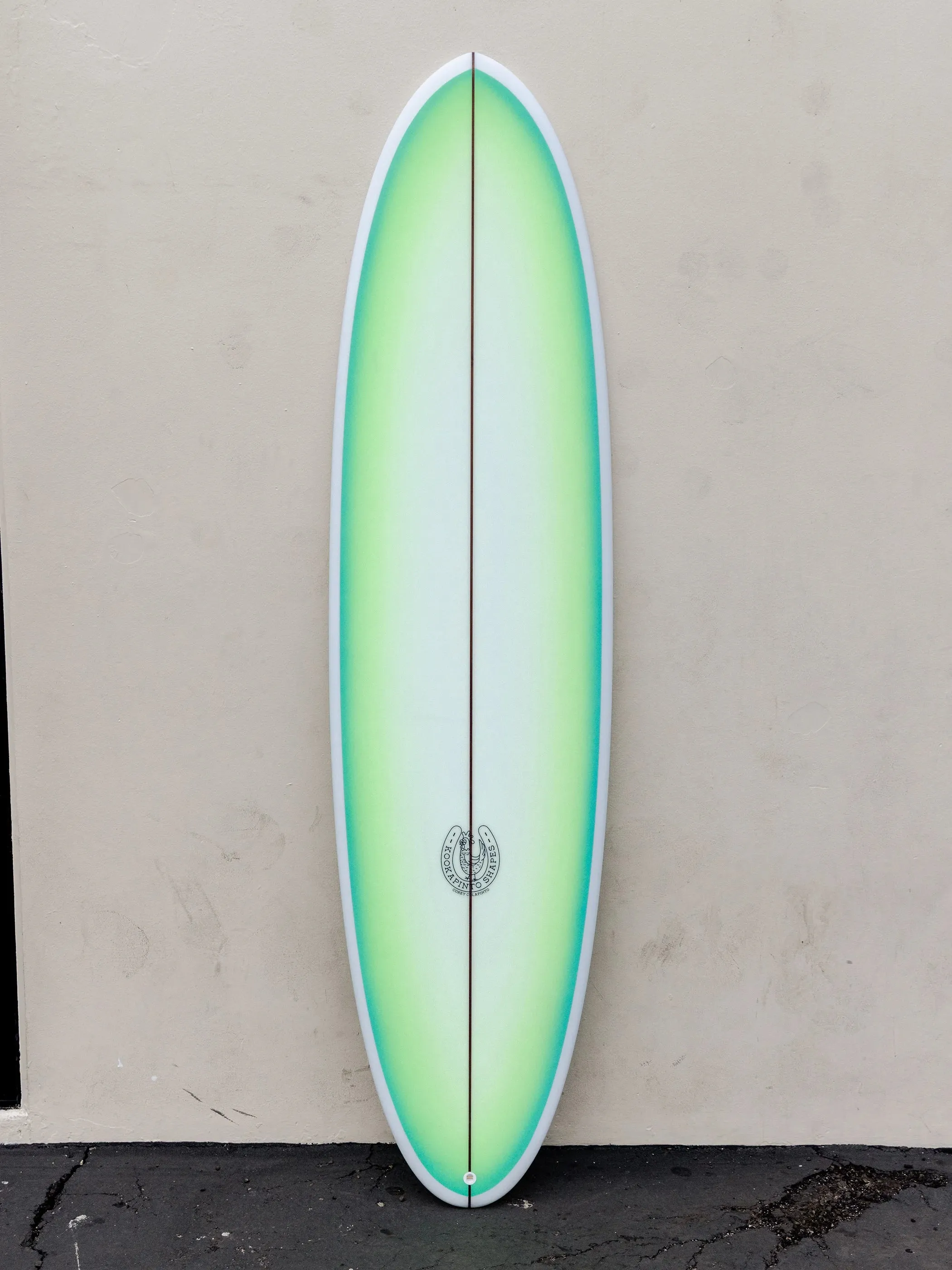 Kookapinto Shapes | 7'7" Thin Twin Aqua Green Fade Surfboard