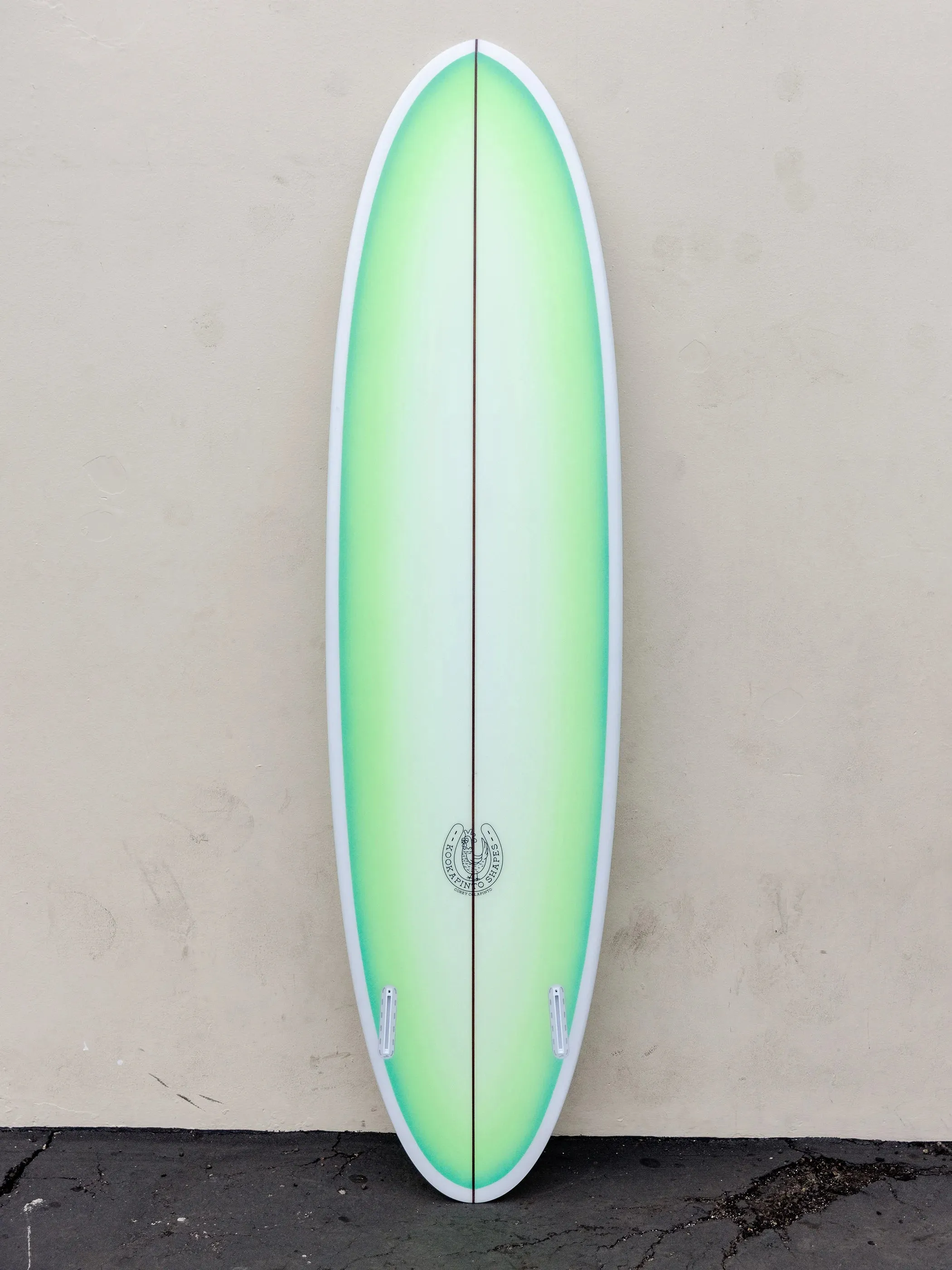 Kookapinto Shapes | 7'7" Thin Twin Aqua Green Fade Surfboard