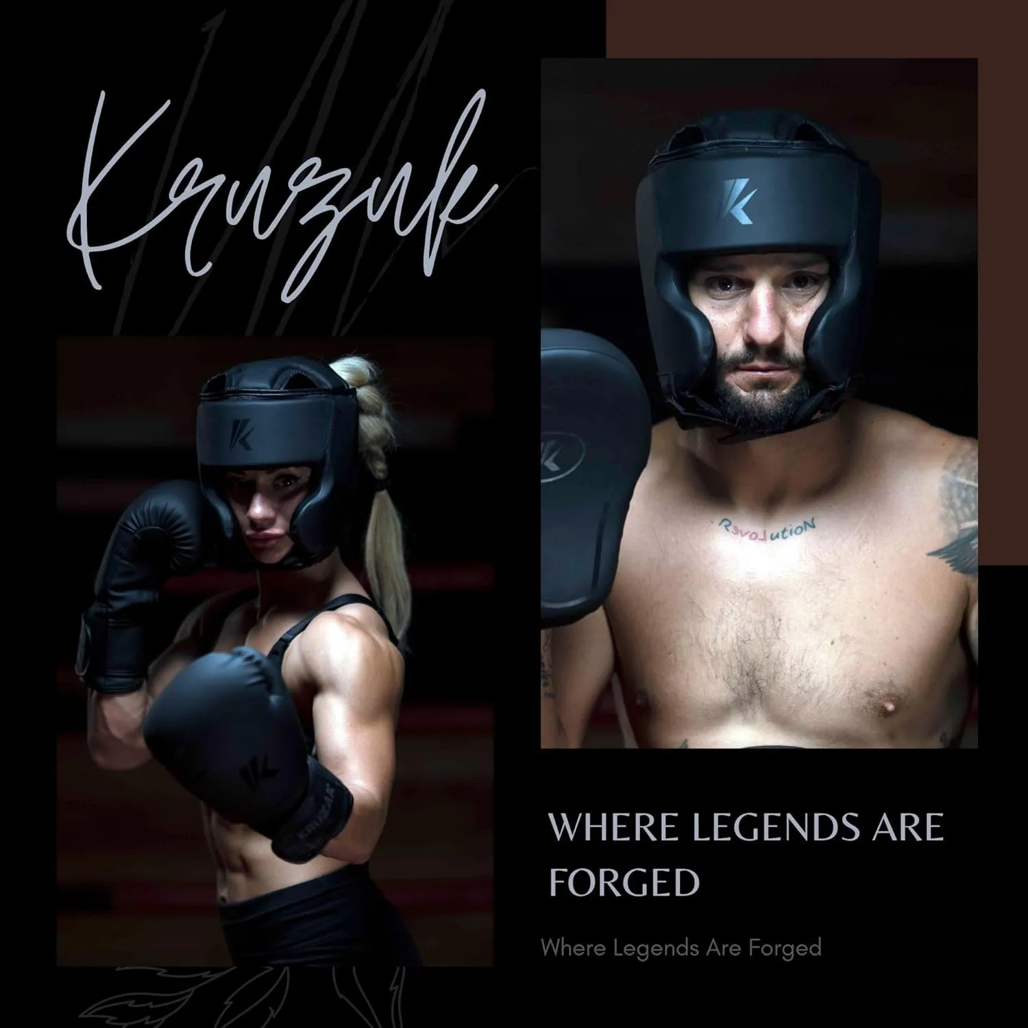 Kruzak Unisex Boxing Headgears - MMA Training, Adjustable Padded, Kara,Muay Thai Headgear, Kickboxing, Sparring, Martial Arts, Karate, Taekwondo MMA Body Equipment