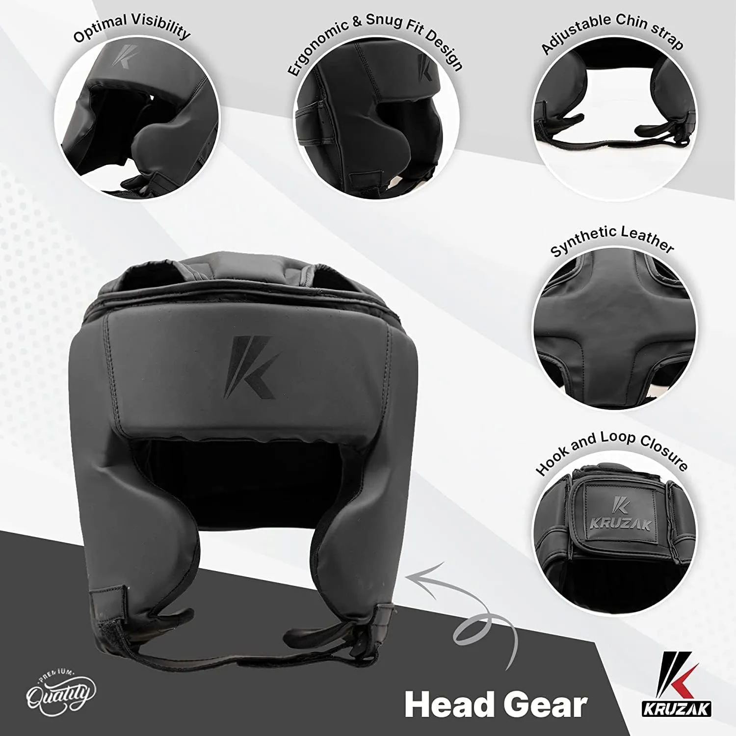 Kruzak Unisex Boxing Headgears - MMA Training, Adjustable Padded, Kara,Muay Thai Headgear, Kickboxing, Sparring, Martial Arts, Karate, Taekwondo MMA Body Equipment