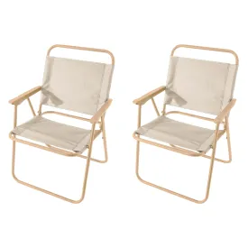 Kuber Industries (Set of 2) Portable & Foldable Chair for Travelling - Small Camping Cloth Kurchi for Outdoor Beach & Home Aram - Khaki