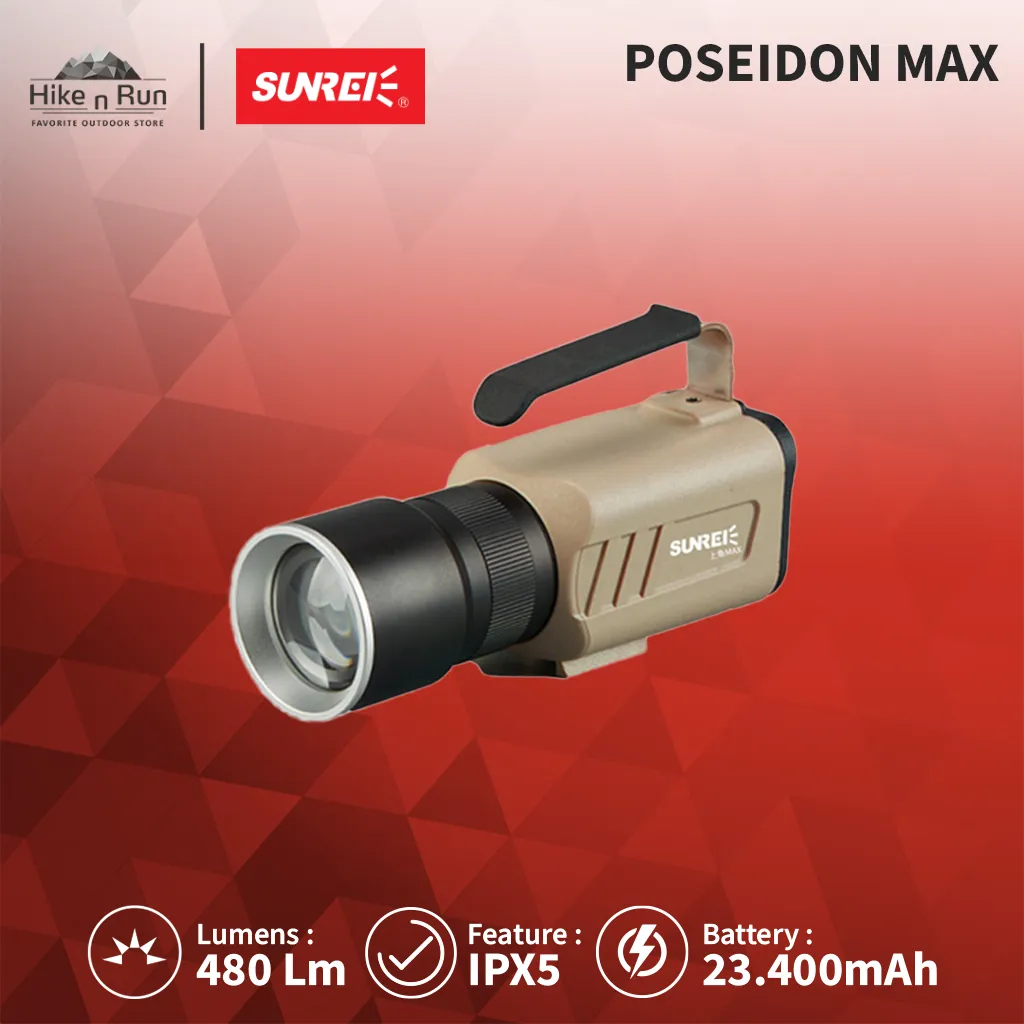 Lampu Senter Jarak Jauh Sunrei Poseidon Max Flashlight Tembak Sorot