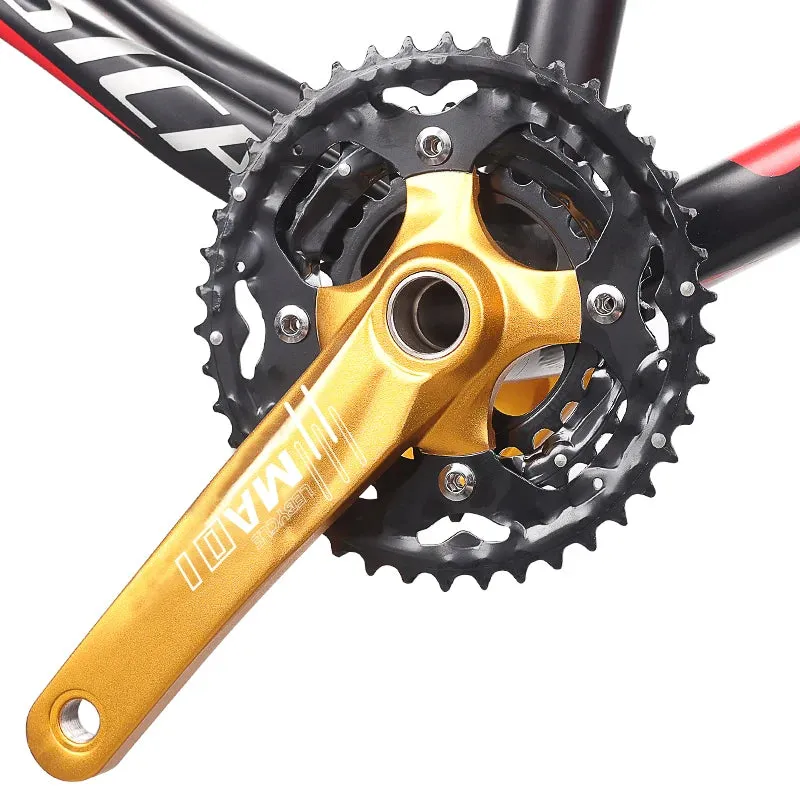 Lebycle Mountain Bike Aluminum Alloy Crankset 170mm 27/30 Speed 24-32-42T 3 Gear Hollow One Piece Sprocket MTB Crank Bike Parts