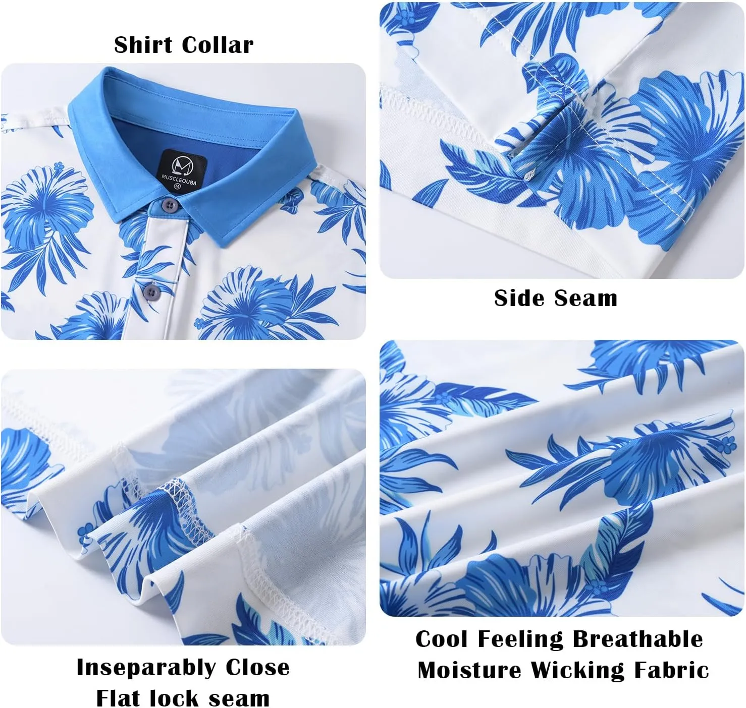 Mens Golf Shirt Moisture Wicking Dry Fit Mens Polo Shirts Dry Fit Performance Men's Golf Shirts Regular Fit Fashion Print