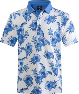 Mens Golf Shirt Moisture Wicking Dry Fit Mens Polo Shirts Dry Fit Performance Men's Golf Shirts Regular Fit Fashion Print