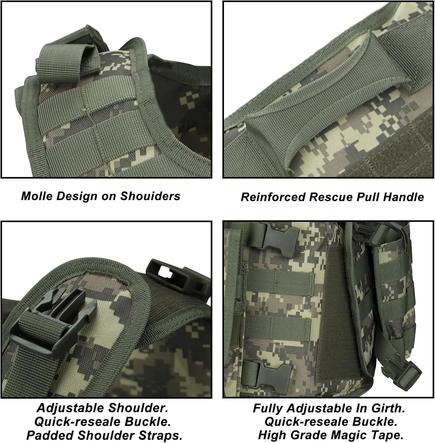 MGFLASHFORCE Tactical Airsoft Vest Adjustable Modular Paintball Vest
