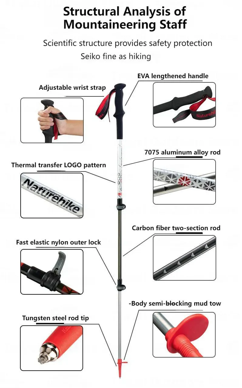Naturehike Carbon And Aluminium Trekking Pole - Starrynight Sky Black