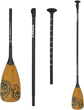 NIXY Full Carbon Fiber SUP Paddle  Adjustable 3 Piece Pro Paddle with ABS Blade Edge for Stand Up Paddle Board  Durable, Lightweight Floating Paddle