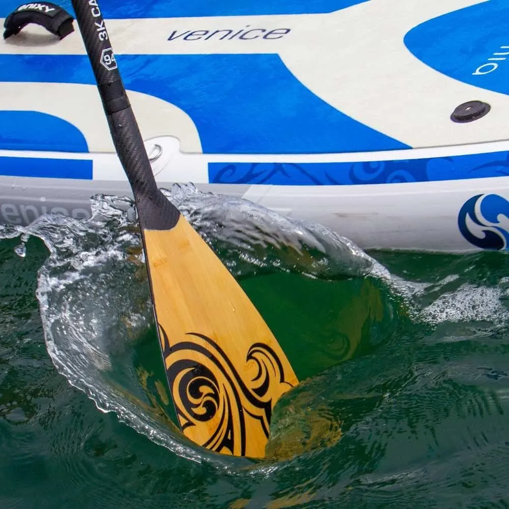 NIXY Full Carbon Fiber SUP Paddle  Adjustable 3 Piece Pro Paddle with ABS Blade Edge for Stand Up Paddle Board  Durable, Lightweight Floating Paddle