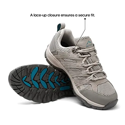 NORTIV 8 Womens Hiking Shoes Lightweight Breathable Mesh Walking Sneakers Outdoor Work Shoes, Light Grey - 7 (SNHS222W)