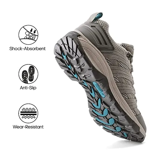 NORTIV 8 Womens Hiking Shoes Lightweight Breathable Mesh Walking Sneakers Outdoor Work Shoes, Light Grey - 7 (SNHS222W)