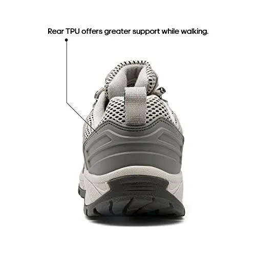 NORTIV 8 Womens Hiking Shoes Lightweight Breathable Mesh Walking Sneakers Outdoor Work Shoes, Light Grey - 7 (SNHS222W)