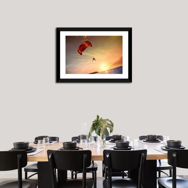 Paragliders At Sunset  Malaysia Canvas Wall Art