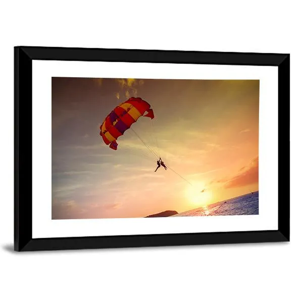 Paragliders At Sunset  Malaysia Canvas Wall Art
